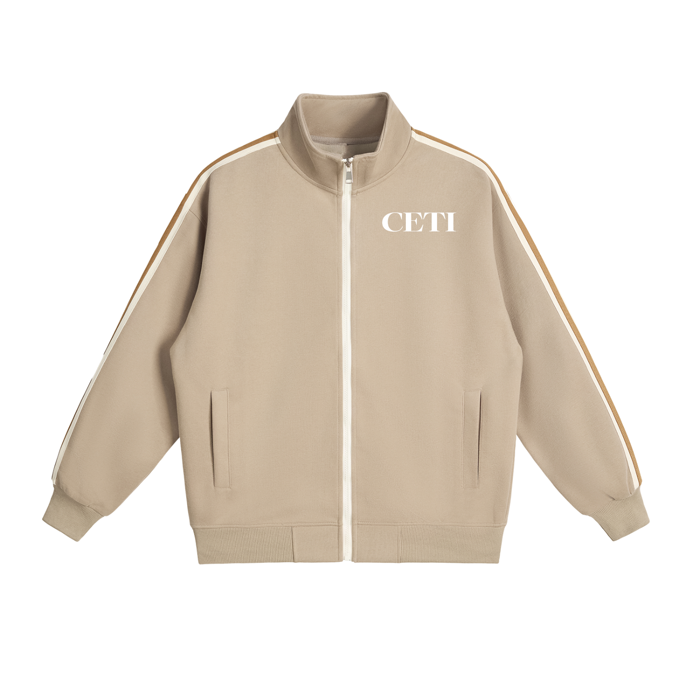 Khaki Contrast Side-Stripe Set